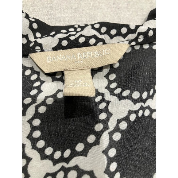 Banana Republic V-Neck Black White Dots Sheer‎ Blouse Medium - Picture 7 of 8